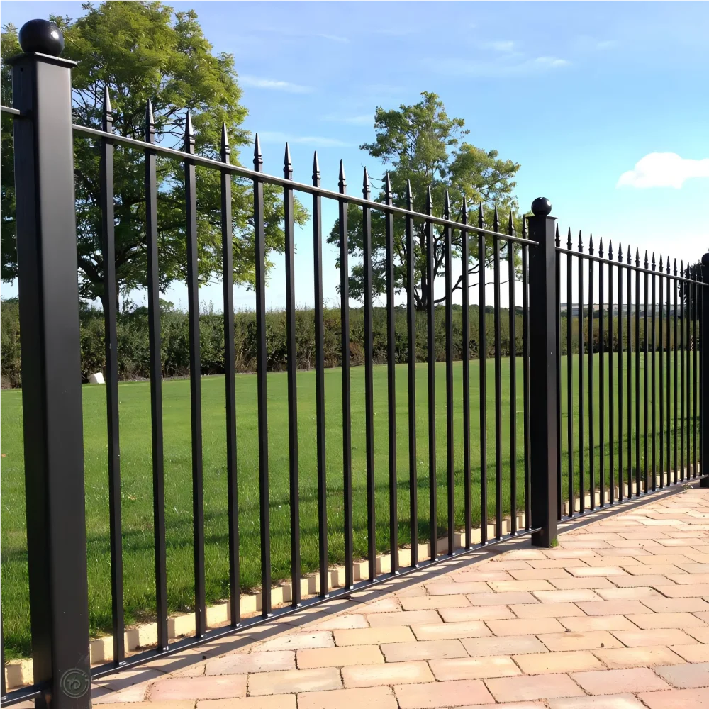 Outdoor Border Garden Yard Black Ornamental Square Tube Rod Wrought Security Iron Fence Metal Tubular Steel Picket Fence Panel
