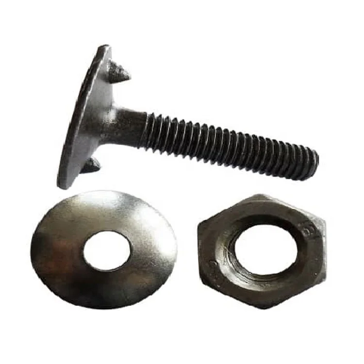 M6 M8 M10 M12 Fanged Elevator Bolt Nut And Washer For Bucket  DIN15237 Carbon Steel Galvanized Belt screws or Belt bolts