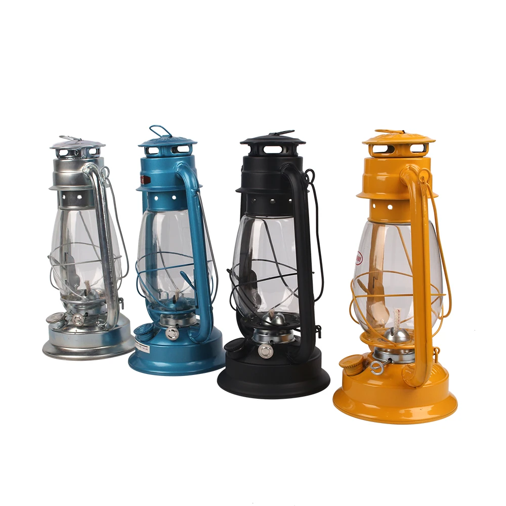 Emergency classic outdoor Camping Light decorative kerosene vintage glass metal handheld fire paraffin  oil lamp