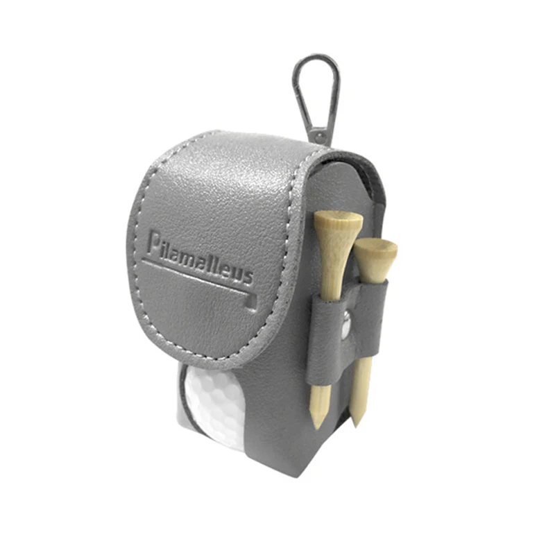 Golf Ball  And Tee Bags Hold Double Balls Pouch Waist Belt Carry Bag Portable Golf Ball Holder Bag PU Leather Gift For Friend