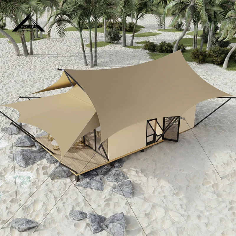 Custom Resort Glamping Tent with Glass Door Waterproof Windproof Luxury Safari Tent Outdoor Hotel Tent for Travel Accommodation