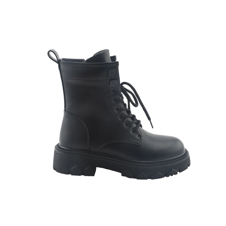High Quality Black And White Classic Color Scheme Pu Manufacturers Women Leather Hiker Boots