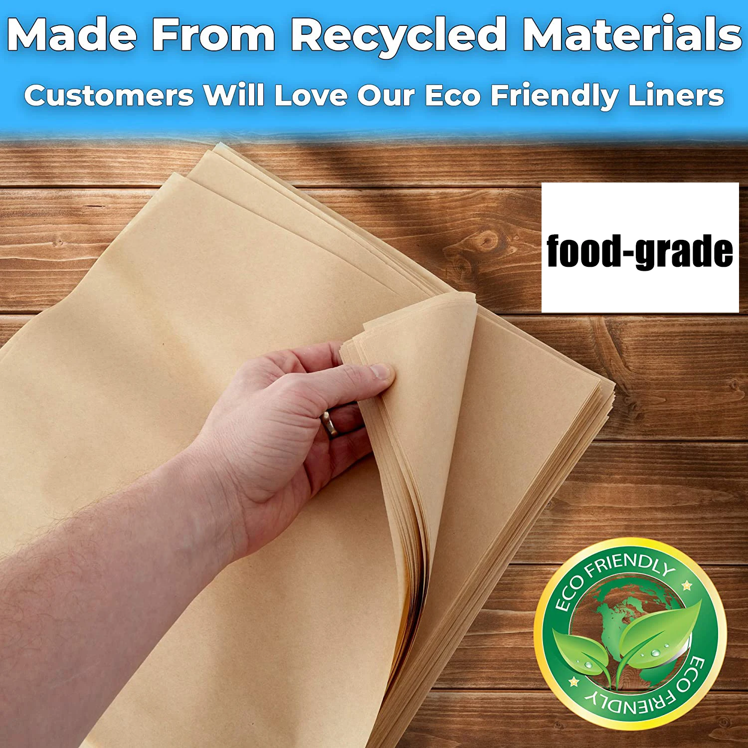 Eco Friendly Picnic Festival Fair Bbq Tray Liner Kraft Butcher Grease Proof Deli Wrap Paper Sheets Meat Wrapping Paper