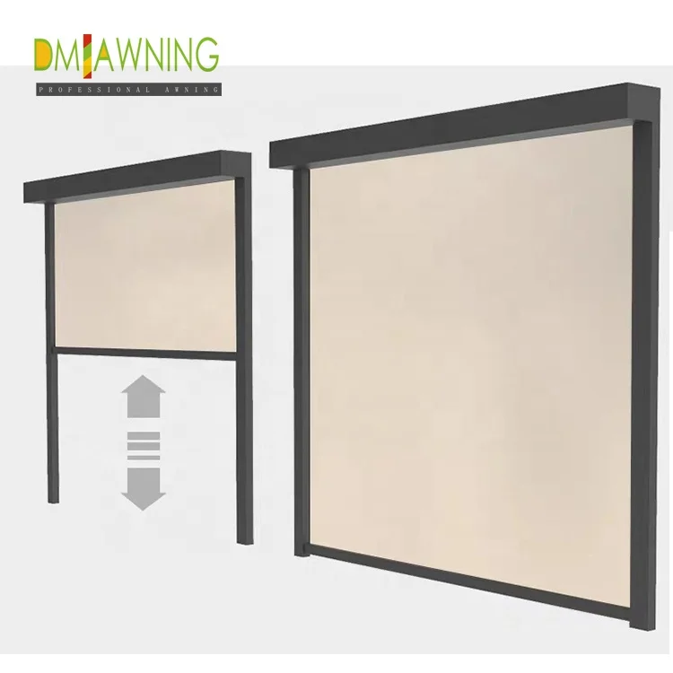 Patio Motorized outdoor windproof blinds Zip track vertical roller blind awning