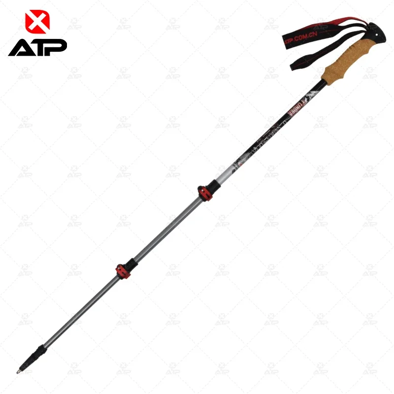 Customized logo XATP Aluminium 7075 adjustable 3 section walking hiking duralumin 7075 trekking pole