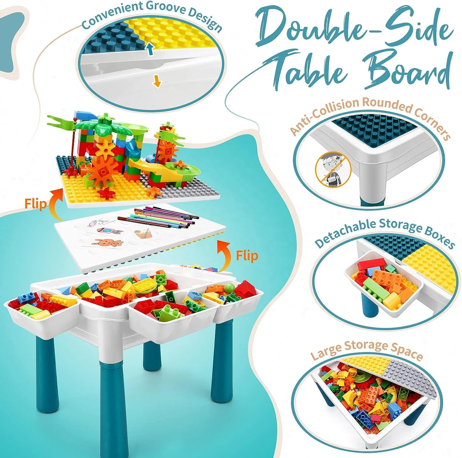 Toddlers Table and Chair Set Kids Activity Table Set Double Sided Multi Play Sand Water Table Toys for Children