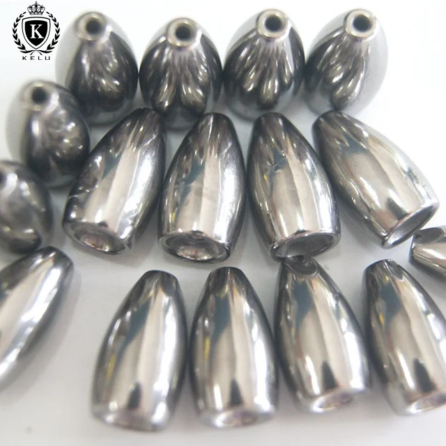 FW-FL-A008 environmental tungsten worm sinker 1/2oz 14g Flipping weight silver high polish Tungsten Fishing Weights