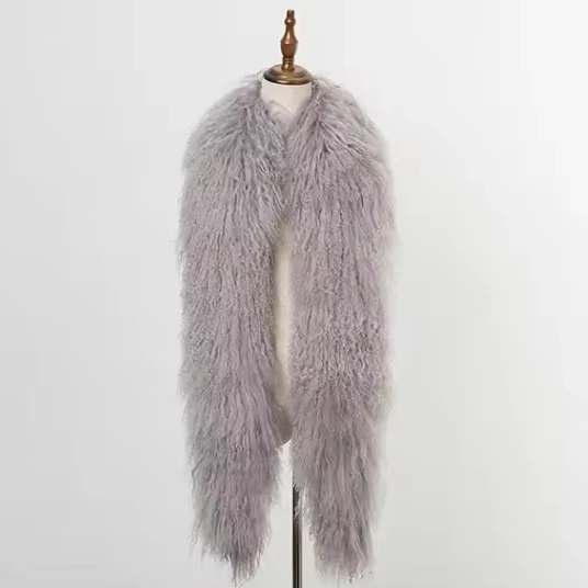 Шарф женский длинный из натурального монгольского меха