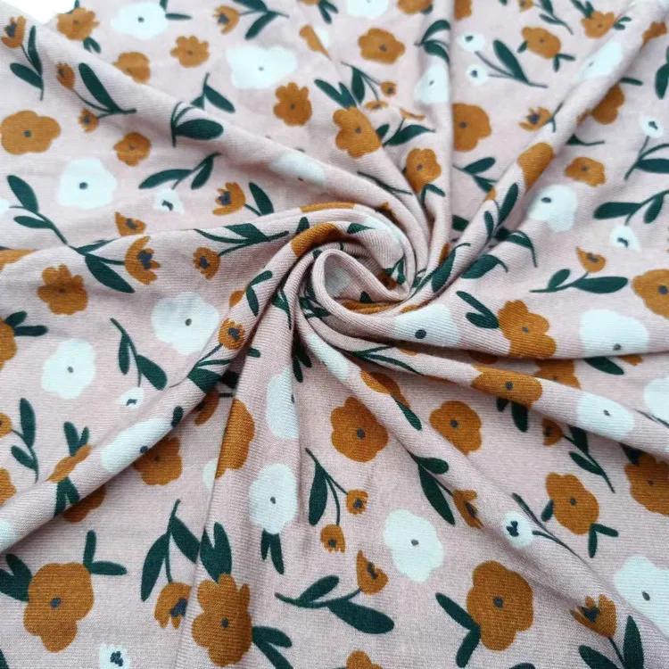 Soft touch custom designs digital printing bamboo spandex fabric for cloth with NO MOQ