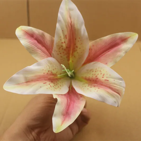 high quality silk single lily flower artificial flower head for wedding home party garden flower decoration