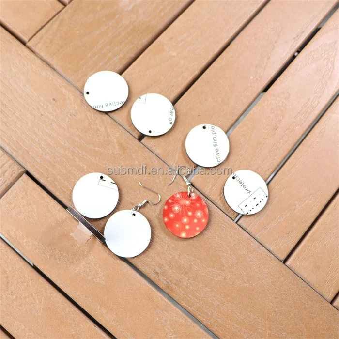 MDFSUB New Fashionable Circle Sublimation Earrings Blank Double Sided Round Mdf Blank Sublimation Earrings Jewelry Pendant