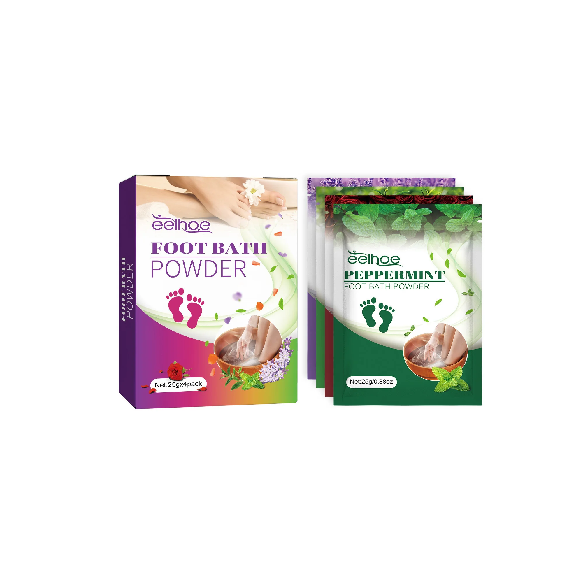 4pcs EELHOE Foot Bath Peeling Dead Skin Herbal Tea Foot Bath Powder Foot Soak Bath