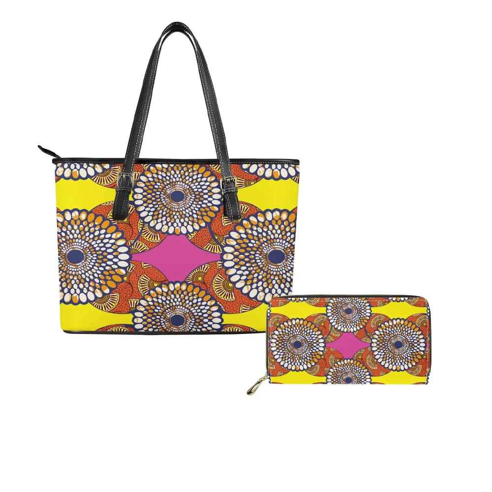 
New Arrivals Traditional African Tribal Stripes Sublimation Ladies Tote Bags Set Custom Women Handbag With Purse Cheap Price 