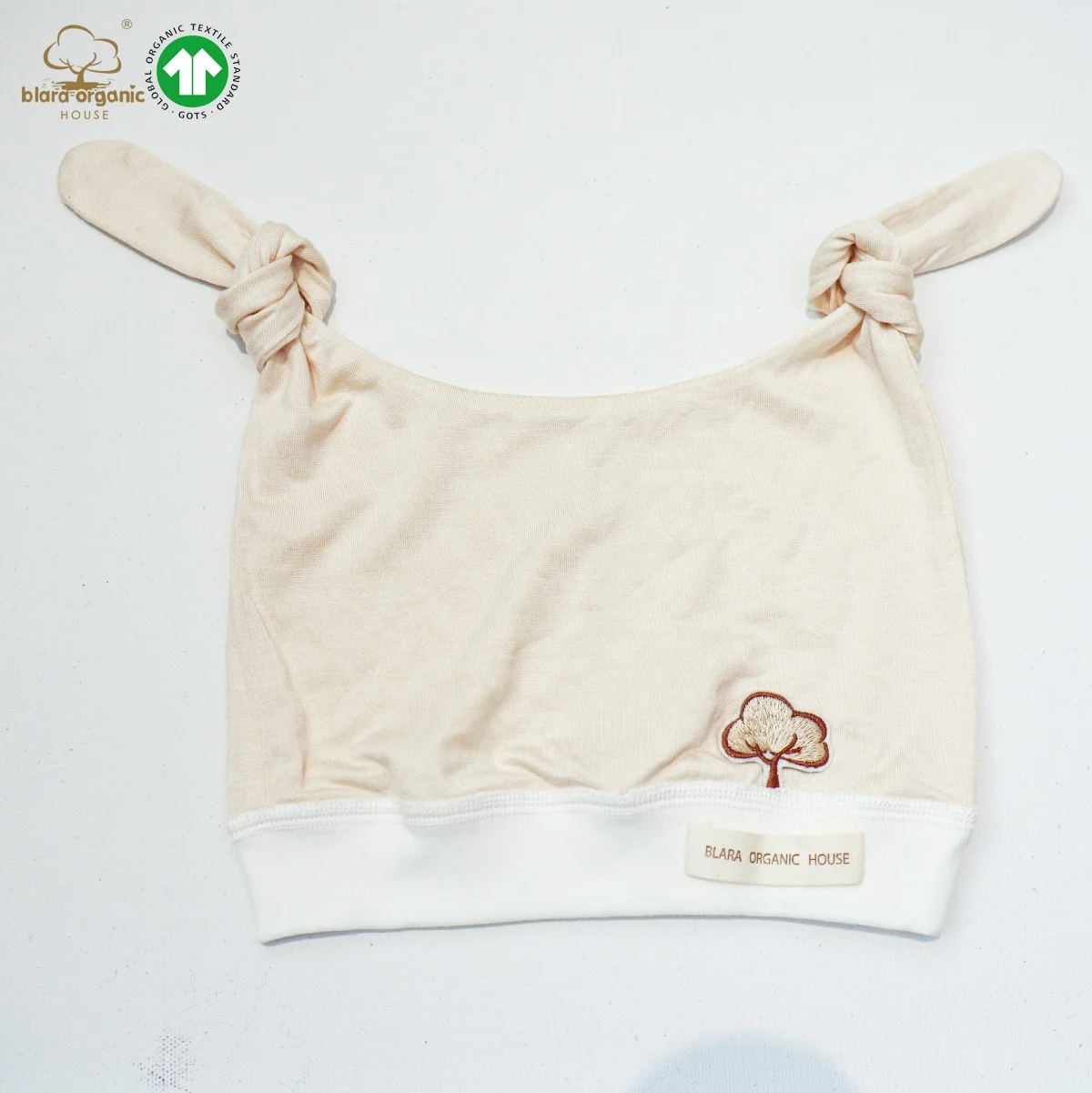 Adorable Plain Baby Girl 100% Organic Knitted Beaine Unisex New Baby Double Knots Beaine Hats