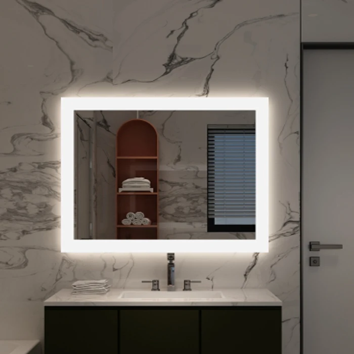 ETL certified Frameless Wall Mounted Rectangle Hotel LED Lighted Bathroom Vanity Mirror led backlit mirror