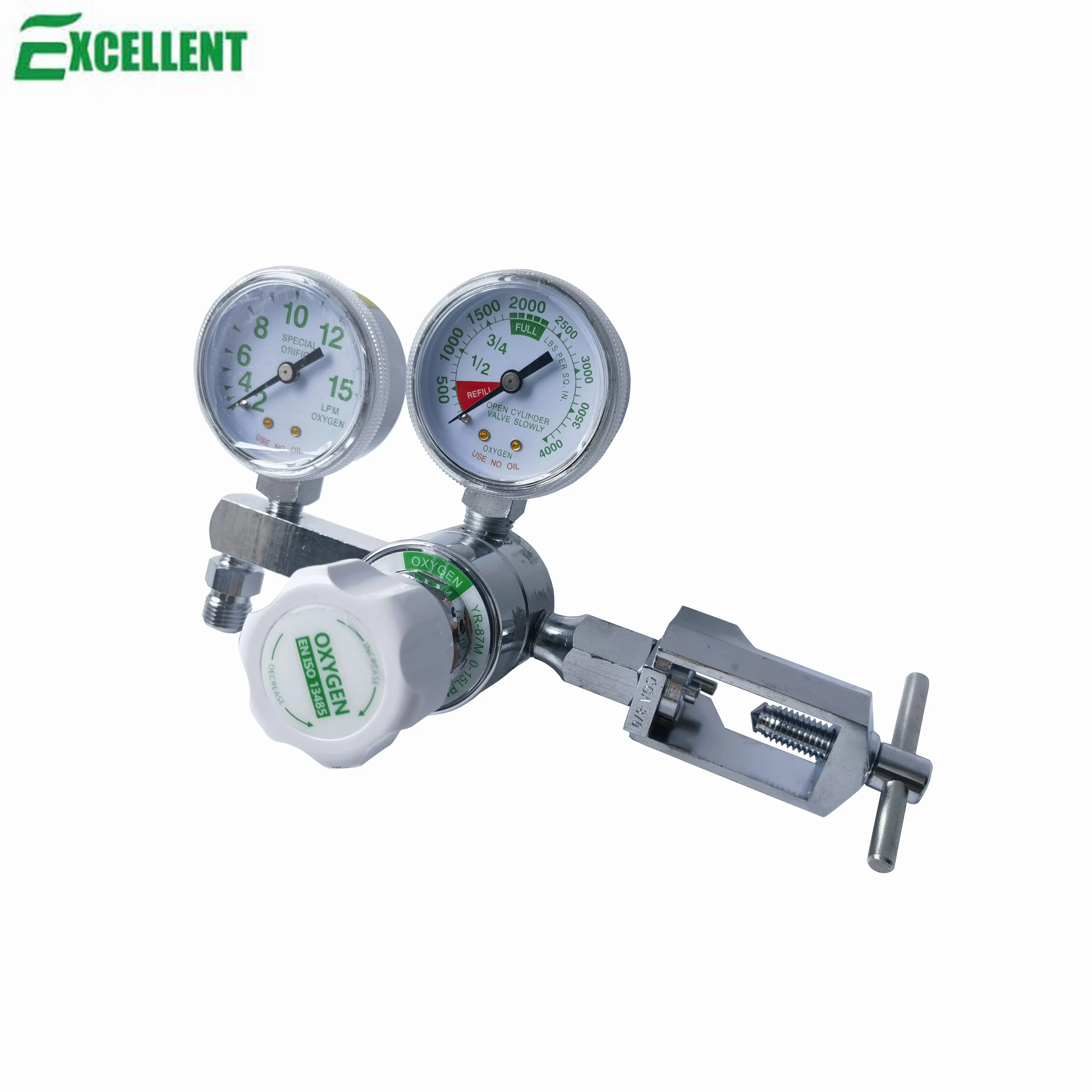 Pin Index CGA870 Yoke Style Medical Oxygen Pressure Regulator for Big tank Cylinder