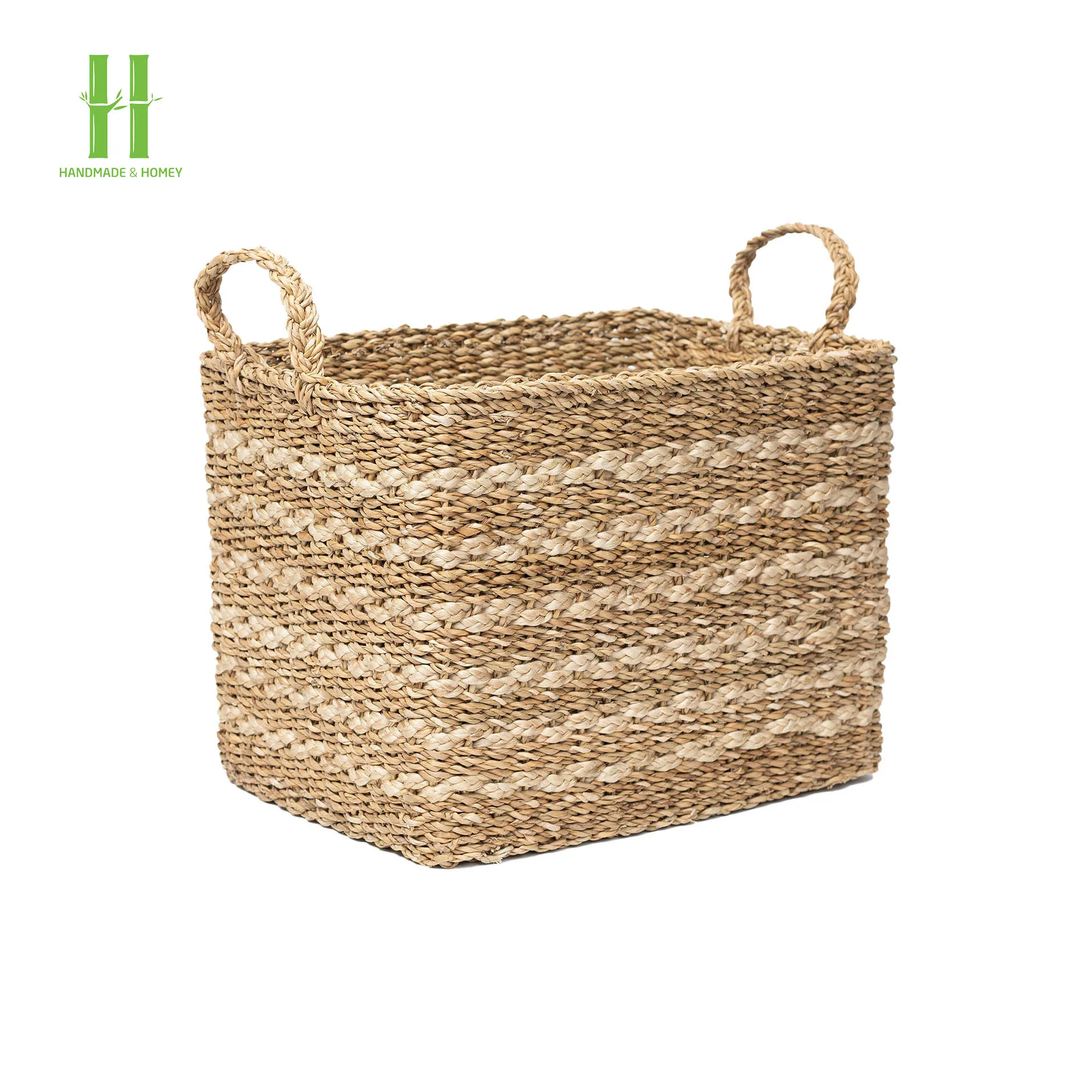 Hot Choice Set Water Hyacinth Storage Basket  OEM Designs Customize Boho Storage Basket from HNH Craft Manufacture Directly