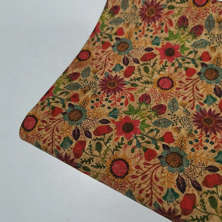 0.4mm ECO-friendly biodegradable New Printed Natural cork fabric leather