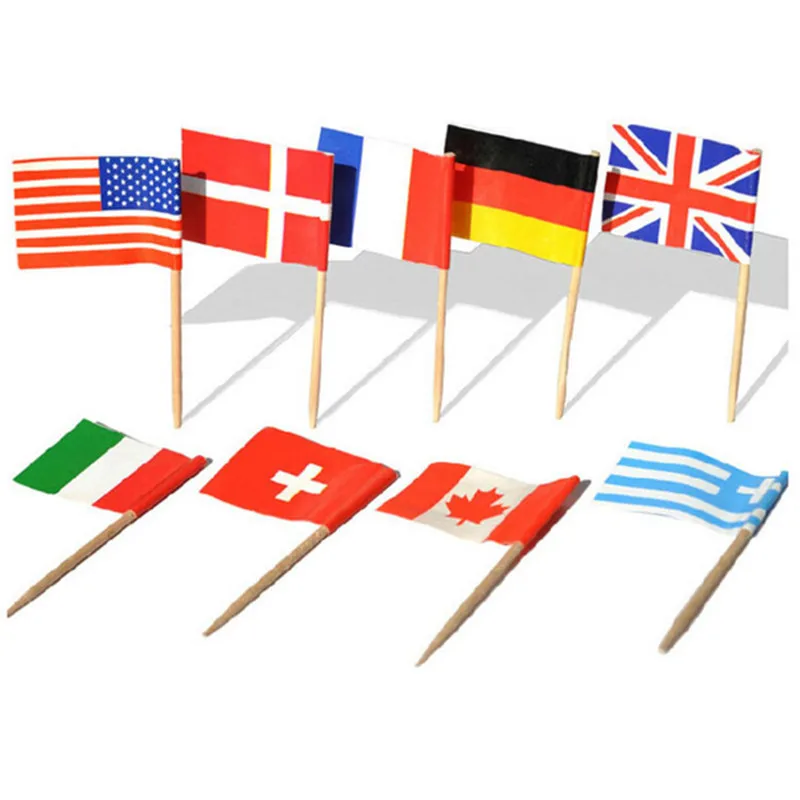 Factory Wholesale Hamburger Toothpicks Flags Countries Flags Custom Decoration Flags