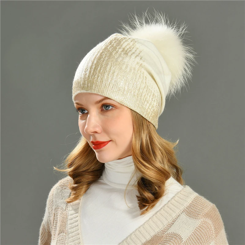 Custom Trendy Plain High Quality Beanie Hats Bronzing Metallic Hot Selling Skullies Knitted Winter Fashion Beanies