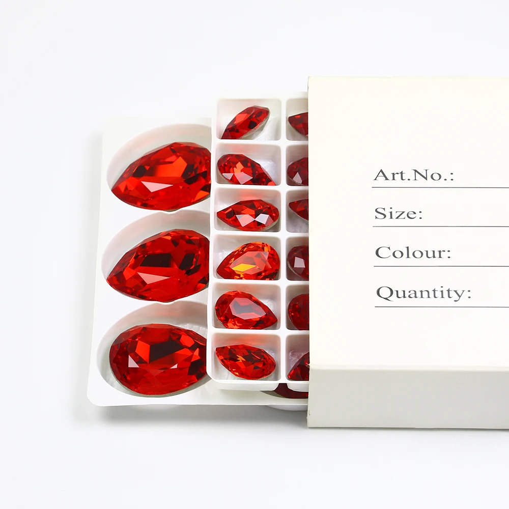 High Quality Tear Drop Shining K9 Point Back rhinestone Crystal Fancy Stones for Necklace