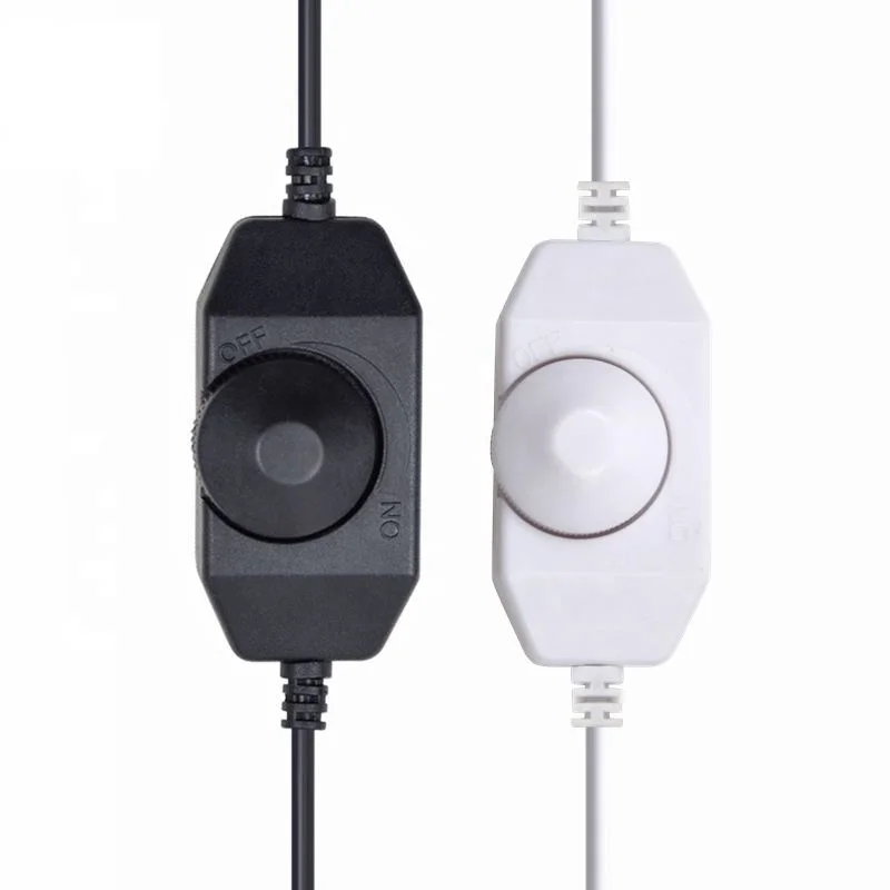Factory Outlet Dc5v 12v 24v White Black Housing Manual Rotary In-Line LED Dimmer Switch for Control Monochrome LED Strip