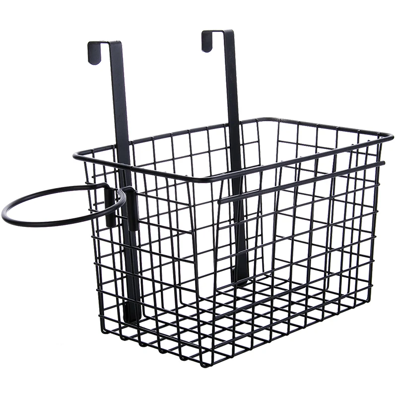 Metal Iron Mesh Hanging Wire Basket for Hair Care and Styling Tool, Over the Cabinet Door/Wall Mount Organizer Holder with Hooks