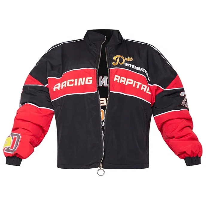 Custom Racing Jacket Women Streetwear Zipper Embroidery Custom Logo Motorcycle Plus Size Racing Varsity Jacket For Women