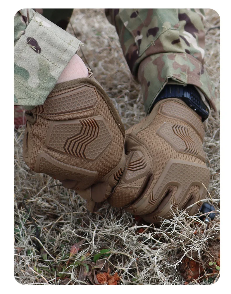 Outdoor tactics full finger anti-slip anti-cut camouflage gloves  Touch screen riding hunting mountaineering gloves