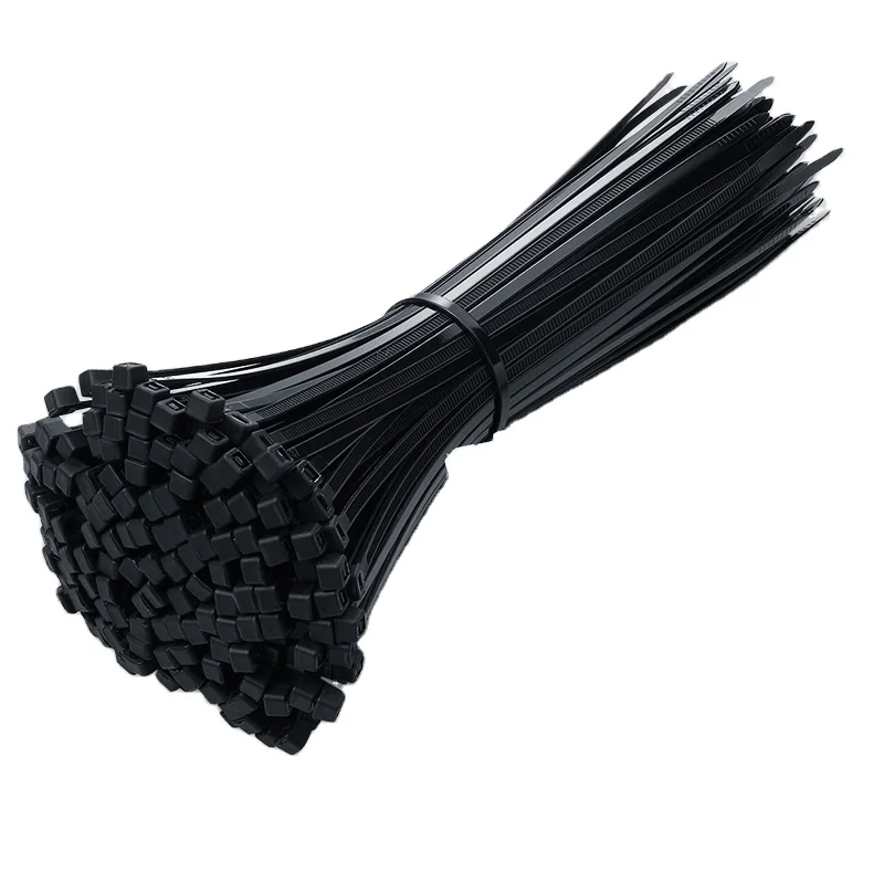 100 Pcs Pack Strong never break self-locking black nylon cable tie heavy duty plastic zip ties