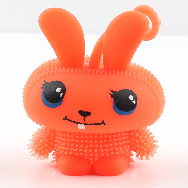 Huayi High Quality Squeeze Toys TPR Rubber Cute Soft Flashing yoyo Rabbit Stress Relief Animal Toy
