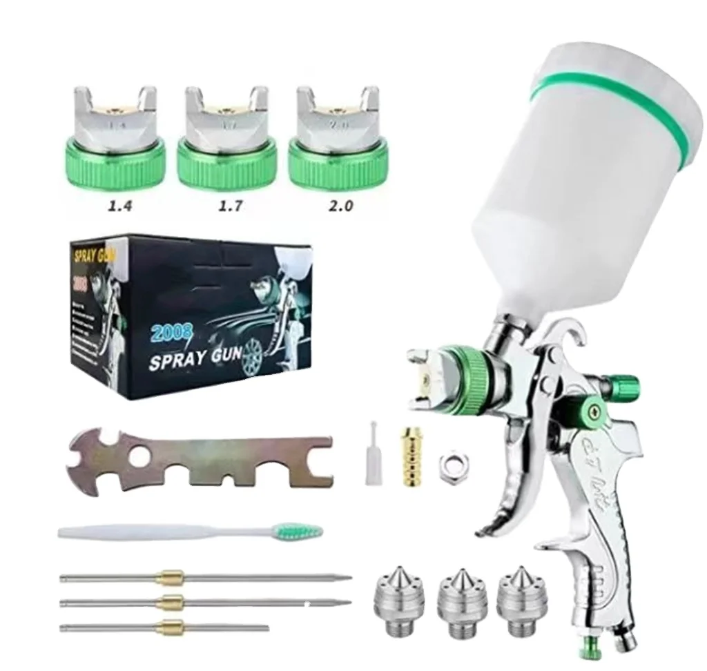 HVLP Spray Gun Air Paint Sprayer with 1.4mm/1.7mm/2.0mm Nozzle,600CC Capacity Feed Spray Paint Gun