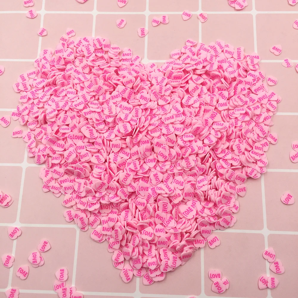 
500g/bag Hot Polymer Clay Love Heart Slices Red/Pink 5mm Slime Hearts Sprinkles for Crafts DIY Making Nail Art Stickers Wedding 