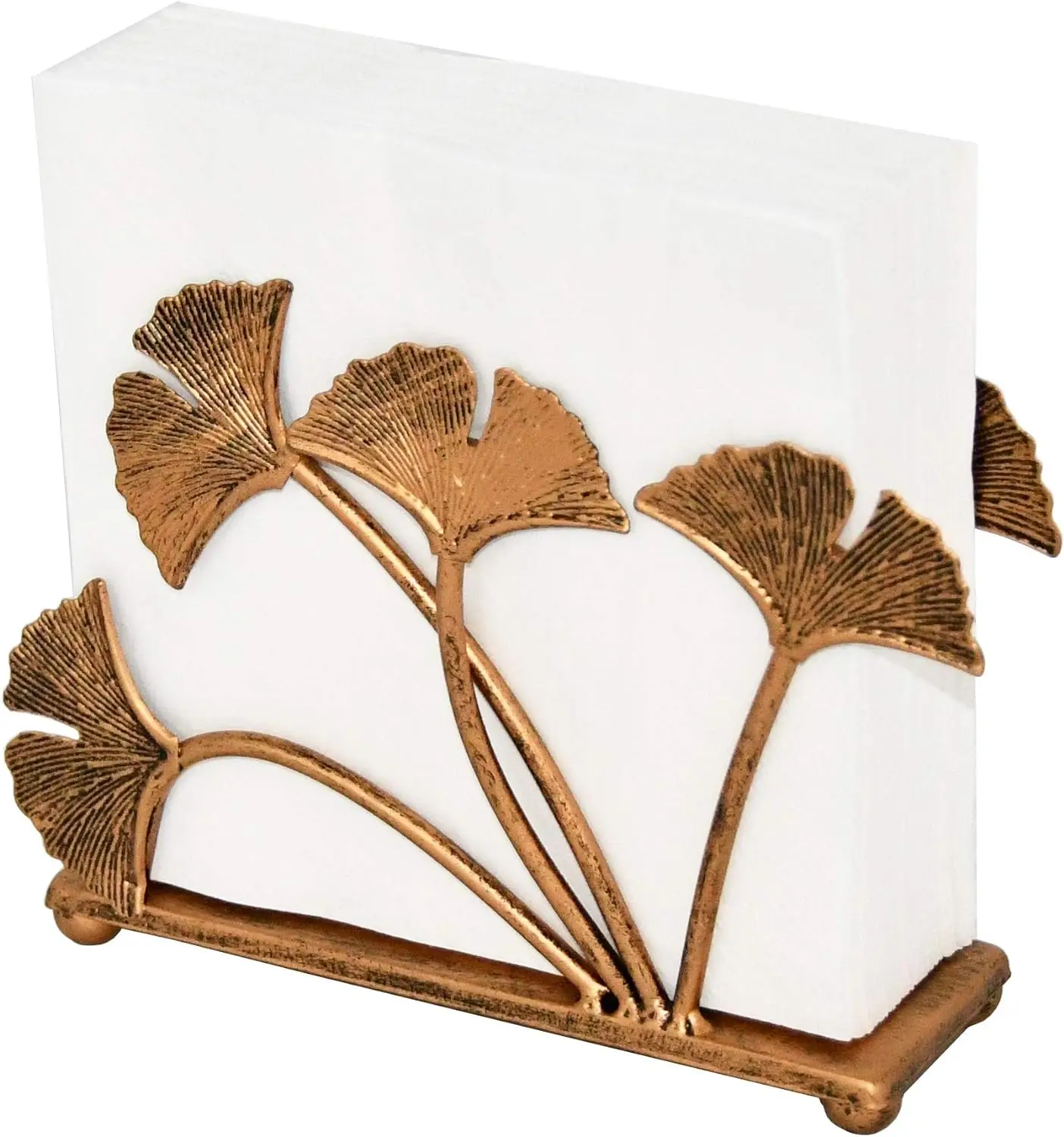 Elegant Gold Ginkgo Leaf Napkin Holder - Luxurious Tabletop Decor, Chic Metallic Serviette Stand For Wedding & Dining