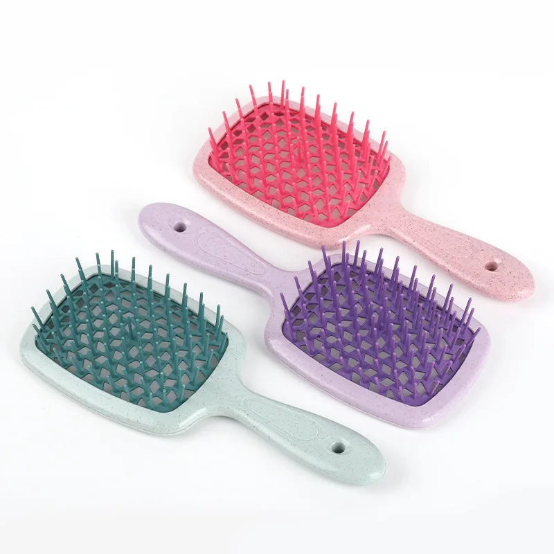 FX-HT49 Salon Styling Hair Comb Wide Teeth Nylon Bristle Custom Logo Round Edge Massage Detangling Plastic Curly Hair Home Use