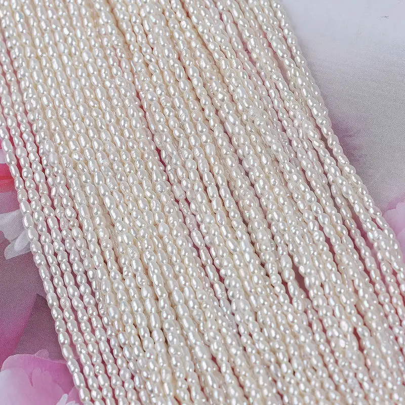 Wholesale 1.8-2.5mm Small Freshwater Pearl String White Loose Natural Punch Beads Jewelry Variety Including Potato Baroque Rice