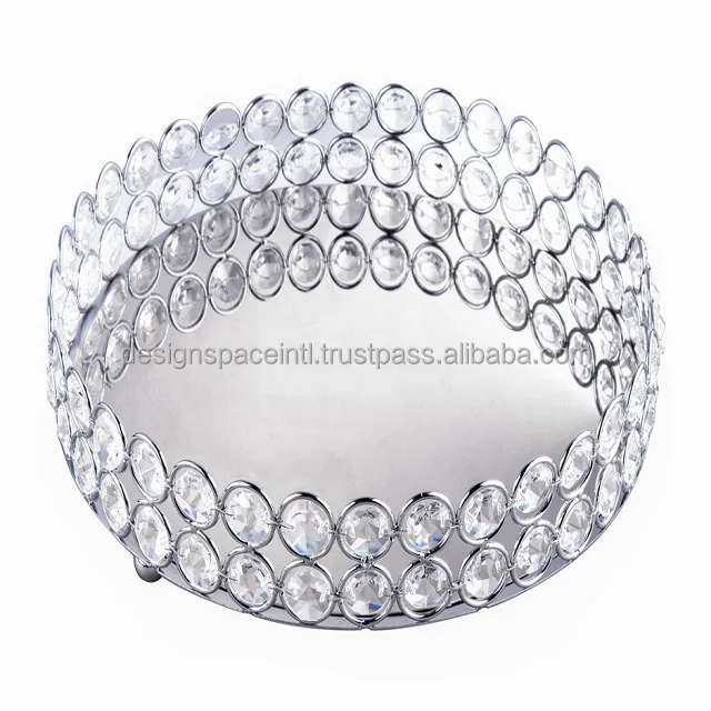 Stylish Crystal Beaded Tray for Serving with suitable price