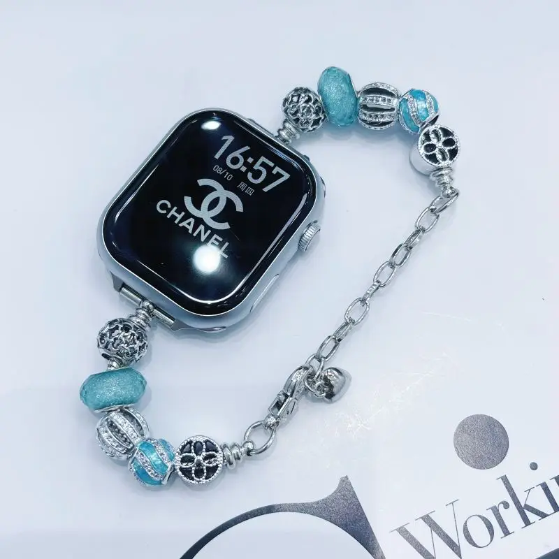 Beaded Charm Bracelet Watch Strap For Apple Watch Band 38 40 41 Mm For Iwatch Ultra 2 Se 9 8 7 6 5 Women