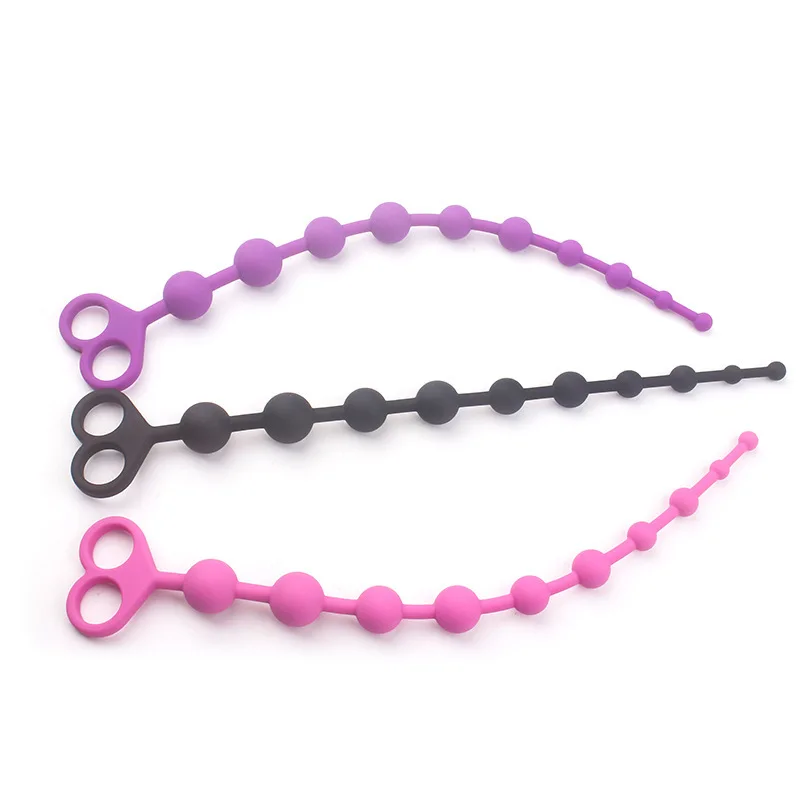 Ninghao Anal Beads with Pull Ring Medical Grade Silicone 10 Balls Anal Chain for Man Women