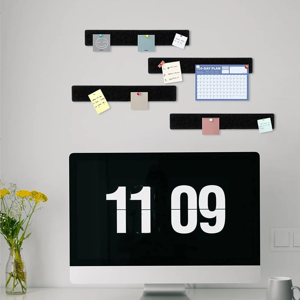 8 Pack Felt Pin Board Bar Strips Notice Board Self Adhesive Felt Bulletin Board for Bedrooms Offices Home Wall Decoration