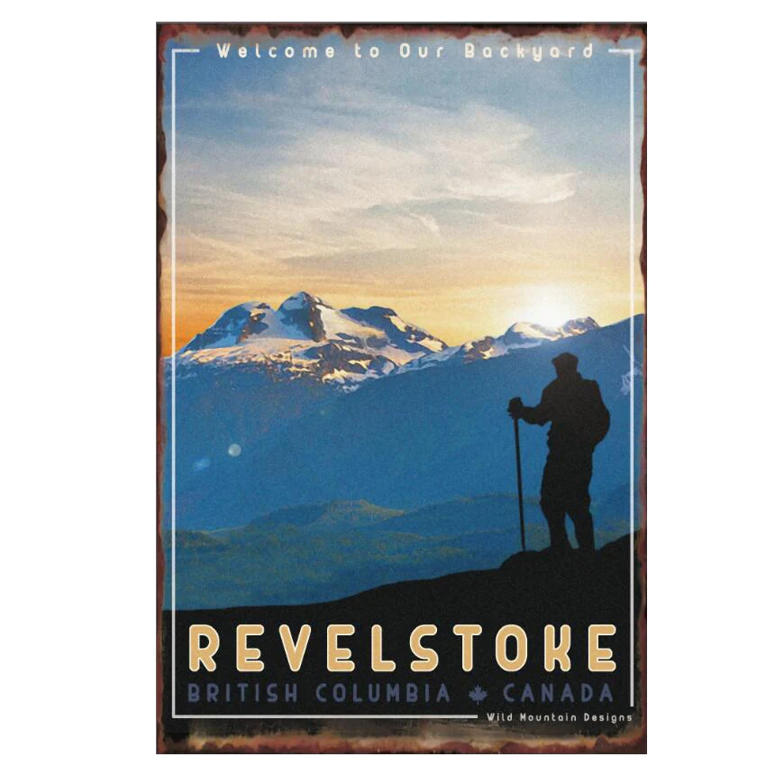 antique Imitation blue mountain climbing enamel signs vintage metal engraved embossing tin poster