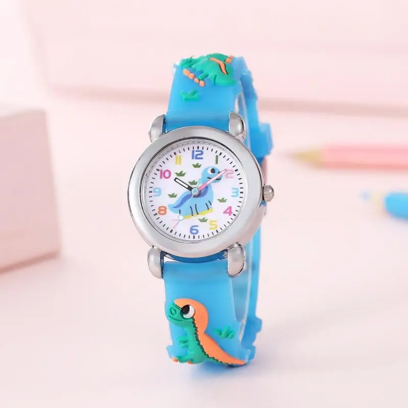 D-04023 Cute cartoon dinosaur student quartz electronic watch 3D cartoon pattern silicone PVC strap watch