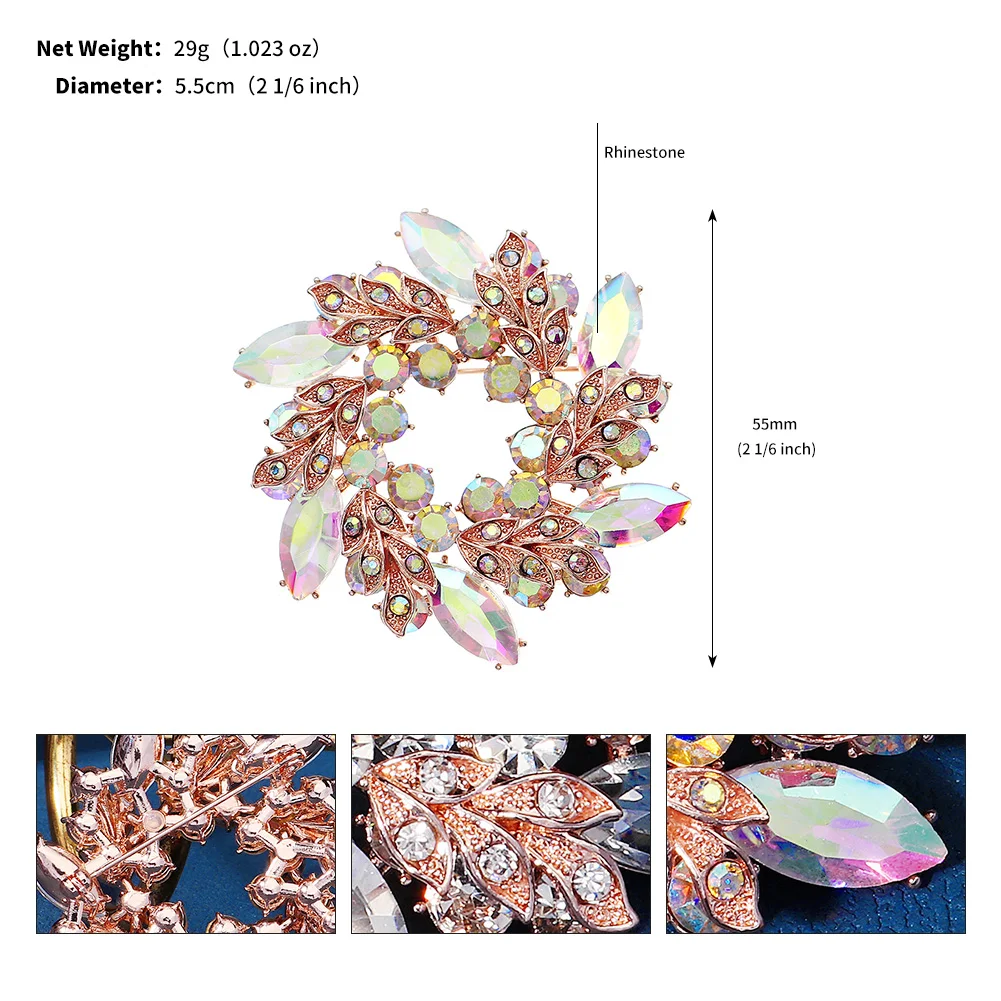 Factory Supply Flower Crystal Brooch For Women Fashion Brooch Pin Bouquet Rhinestone Brooches And Pins Scarf Clip Jewelry Gifts