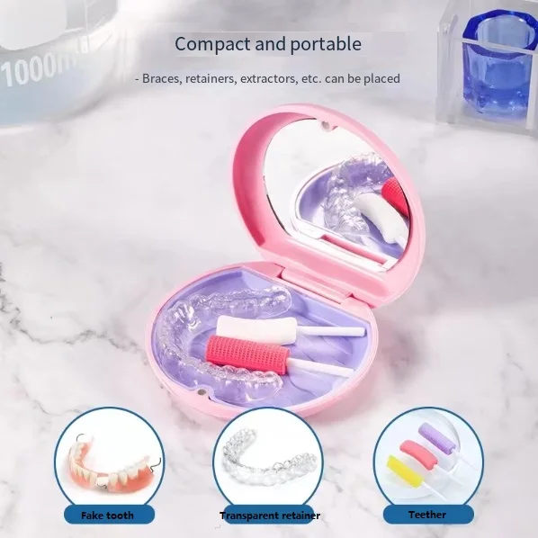 Custom Logo Colorful Plastic Orthodontic Braces Aligner Mouth Guard Case Denture Case Dental Retainer Box Retainer Case