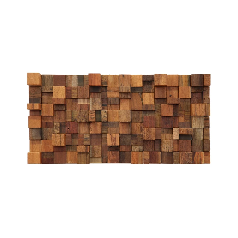 Apolloxy Mosaic Wood Wall Art Solid Wood Tile Stone 3D Wood Mosaic Tile