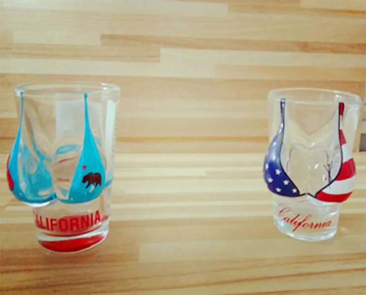 Customized 4.2oz decal printing whisky vodka  glass cup Bikini Bust 3D Shot Glass