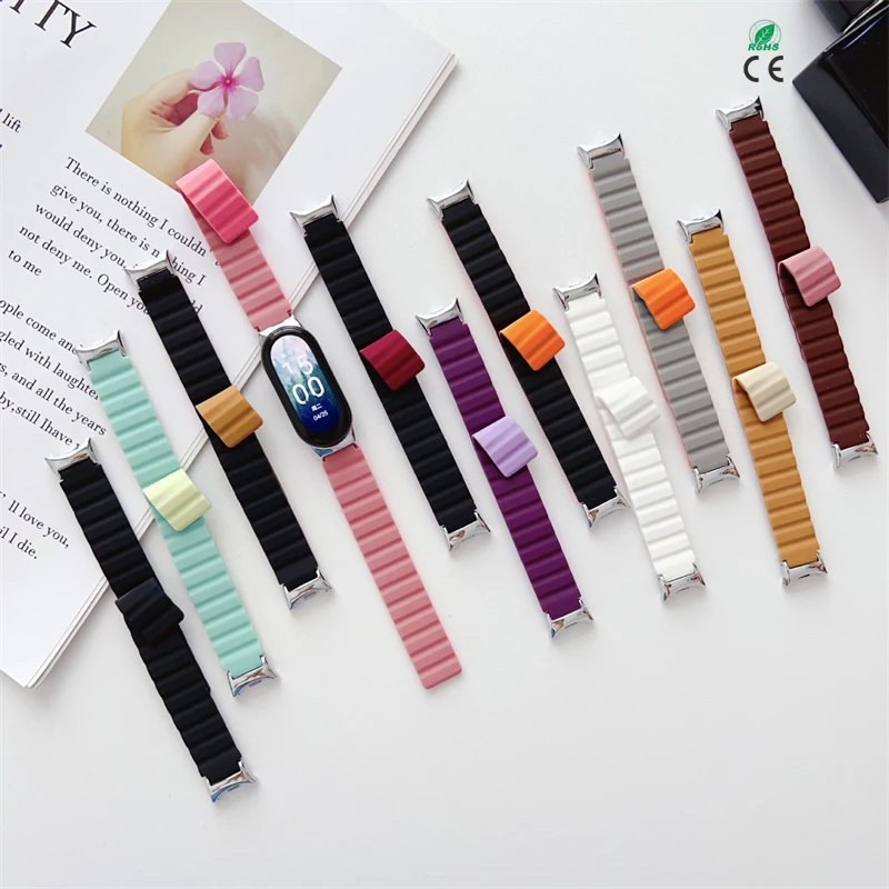 Smartwatch Accessories Wristband Women Bracelet Strap Watchband Sport Silicone Magnetic Watch Band For Xiaomi Smart Band 8