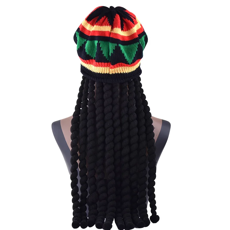 Wholesale Jamaican Style Rasta Hat with DreadLock Long Black Hair with Cap Costume Accessory