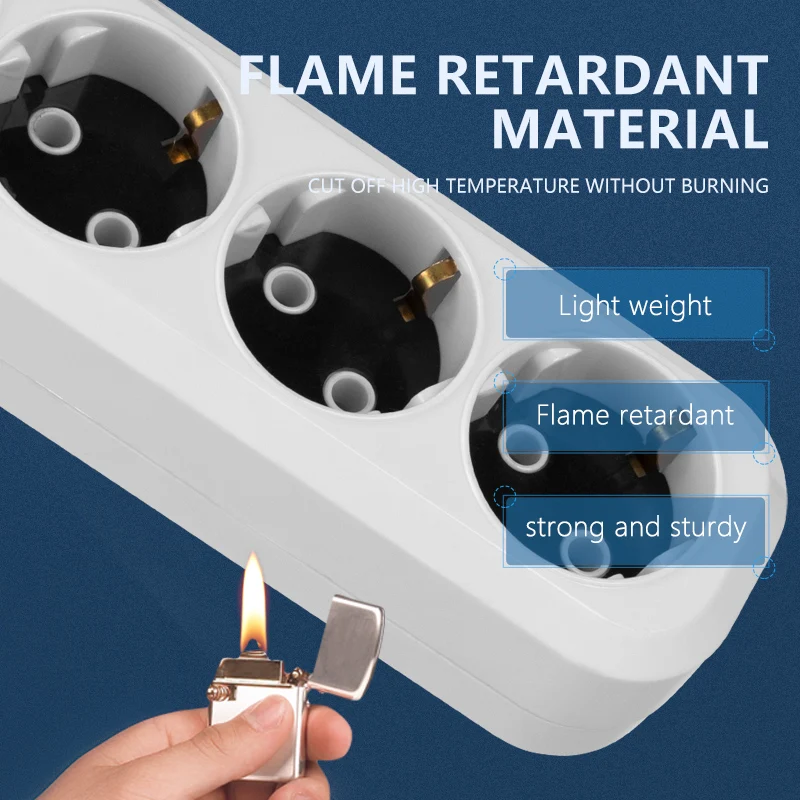 EU white Power  Strip  extension socket  electrical 4 gang extension switches German power socket  power strip