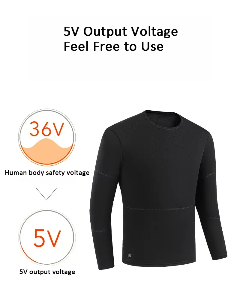 Thin Battery Heated Long Underwear Set For Men Woman Electric Thermal Heating Underwear